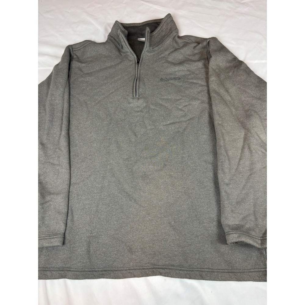 Columbia Mens XL Gray Quarter Zip Fleece Pullover Mock Neck Long Sleeve Sweater